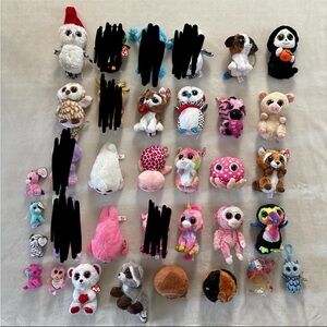 NWT -TY Beanie Boo Plush Animals - Owl, Unicorn, Pig, Bear - Lot of 28 READ